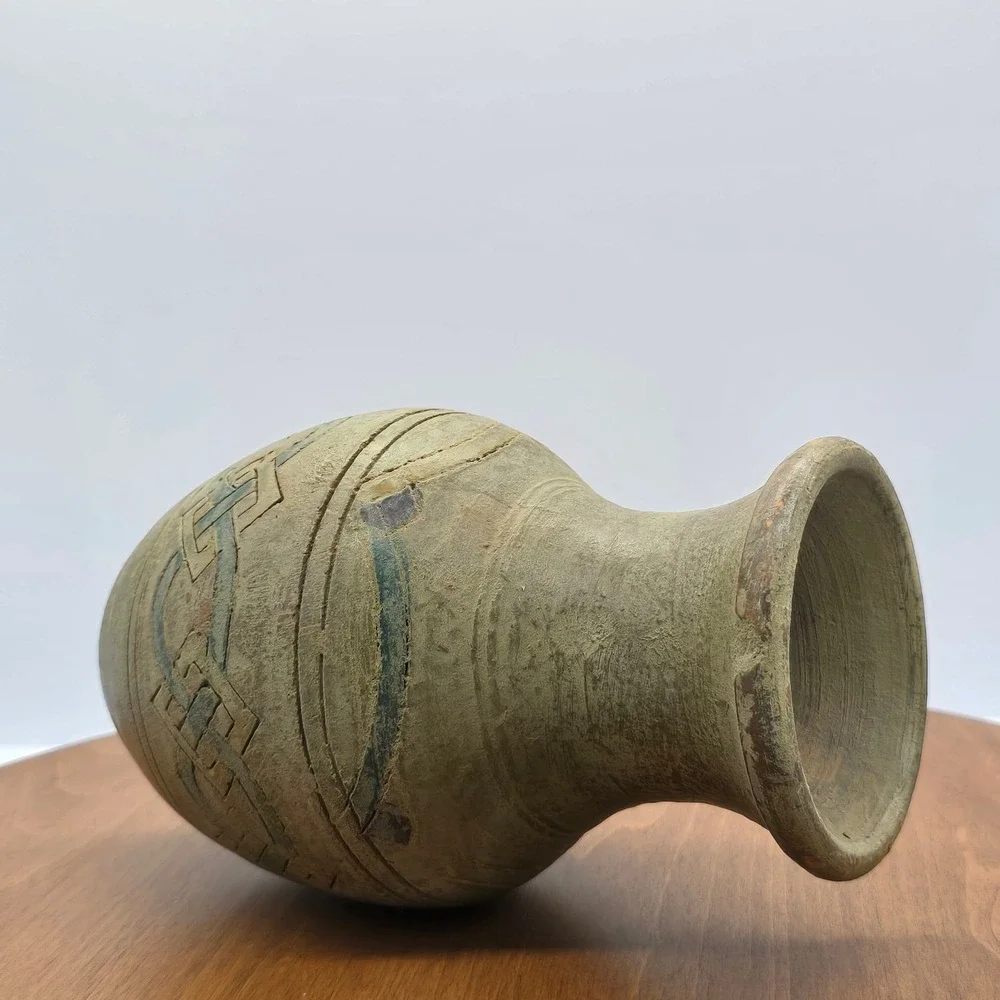 Vintage Terracotta Clay Vase‎ Celtic Knot Design Rustic Farmhouse Decor